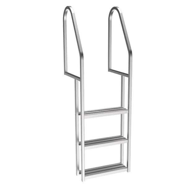 Multinautic 3- Step Straight Wide Quick-Release Aluminum Dock Ladder with 5-1/2 in. Deep Rungs