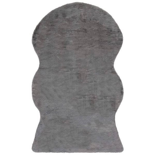 Faux Sheep Skin 5 ft. x 8 ft. Gray Flokati Solid Color Area Rug