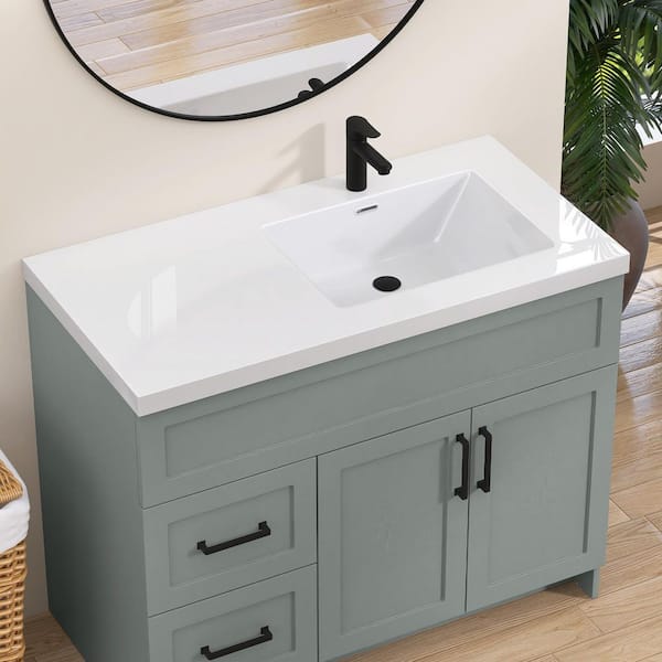 Zeafive Tor 42 in. W x 22 in. D Solid Surface Cultured Marble