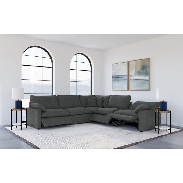 Coaster Collins 121 in. 5-Piece Fabric Upholstered Modular Power Reclining Sectional Sofa in Dark Grey