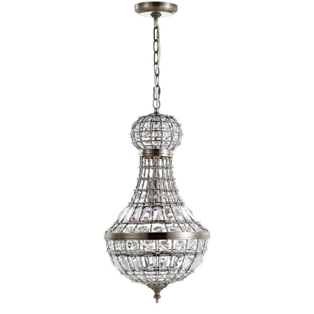 Regina Antique Brass 10" Crystal Empire LED Pendant Adjustable Height