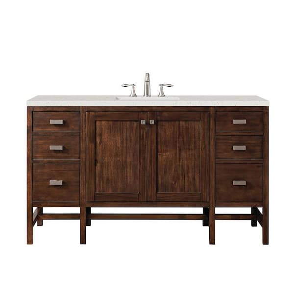 James Martin Vanities Addison 60.0 in. W x 23.5 in. D x 35.5 in. H Single Vanity Mid-Century Acacia and Lime Delight Quartz Top