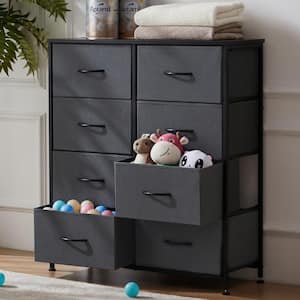 Teresa Grey 31.4 in. W 8-Drawer Dresser with Fabric Bins and Steel Frame Storage Organizer Chest of Drawers