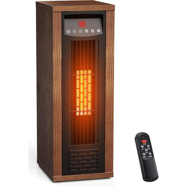 1500-Watt Indoor Wood Electric Infrared Portable Space Heater with Remote Control and Thermostat