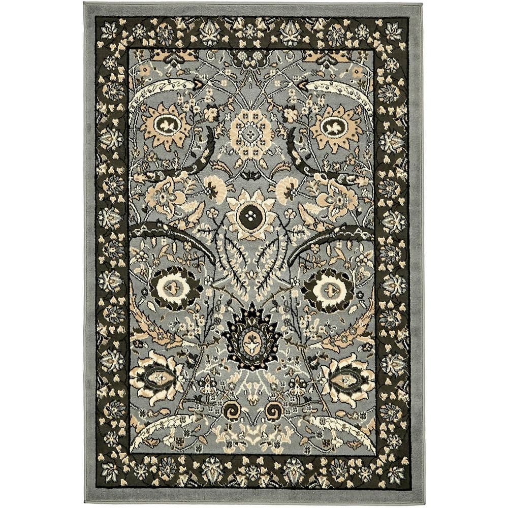 Handmade Espahan Dark Gray Synthetic Rug 4' x 6'