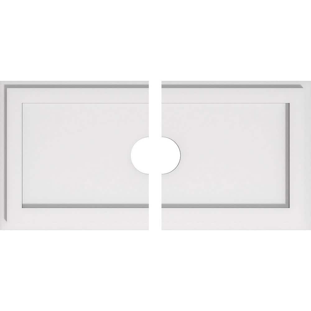 White PVC Contemporary Rectangle Ceiling Medallion, 24" x 12"