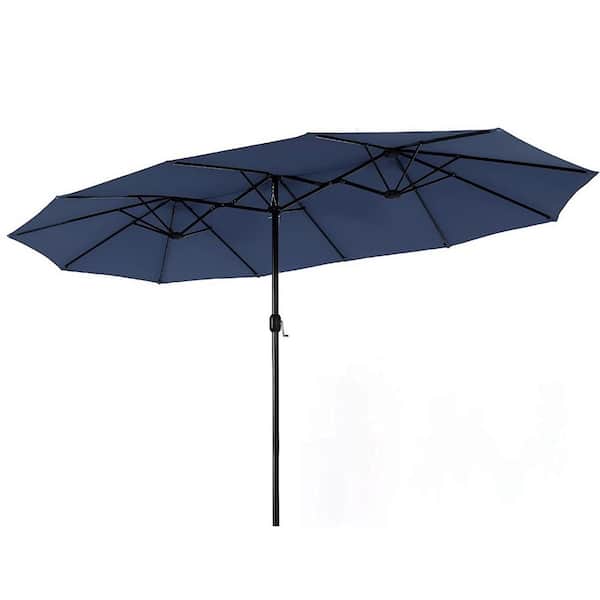 PHI VILLA 13 ft. Market Patio Umbrella 2-Side in Blue