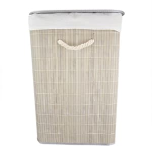 Rectangular Grey Bamboo Laundry Hamper