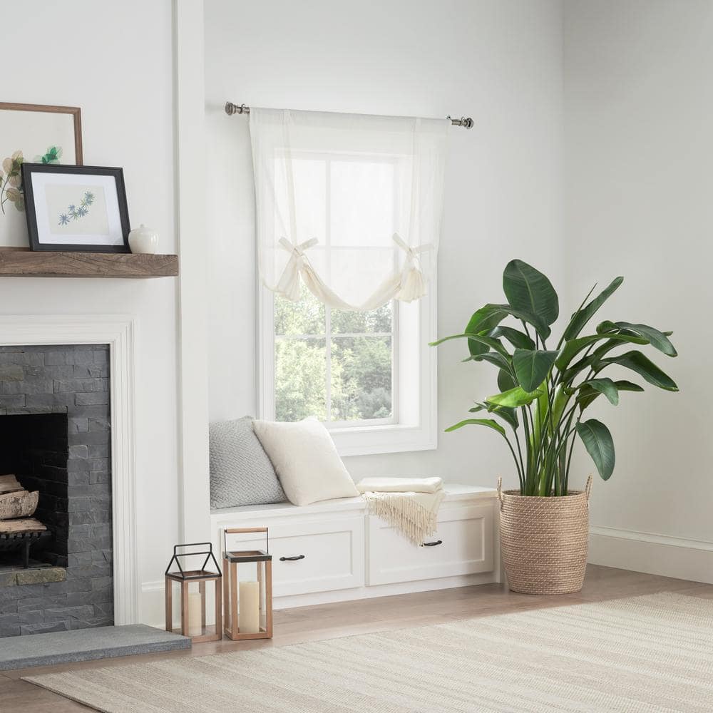 Off White Cotton Tie-Up Light Filtering Curtain Panel