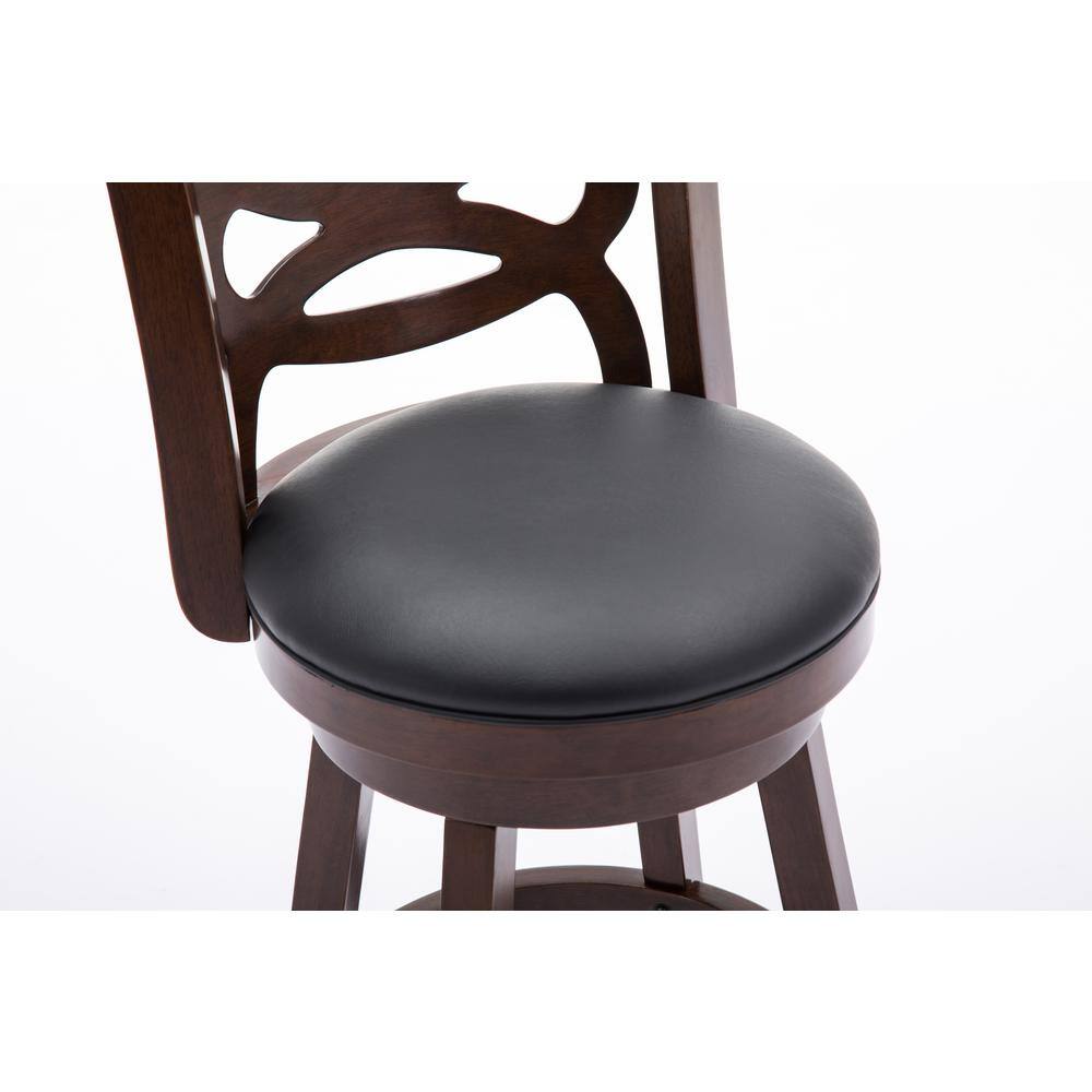 Cappuccino Leatherette 360 Swivel Wood Barstool