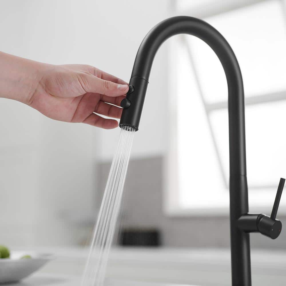 Matte Black Brass High Arc Single Handle Kitchen Faucet