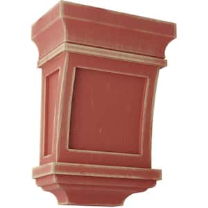 5 in. x 7 in. x 3 in. Salvage Red Santa Fe Wood Vintage Decor Corbel