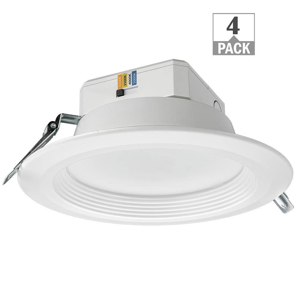8 in. Canless White Adjustable CCT 3000 Lumens New Construction Remodel Integrated LED Recessed Light Trim (4-Pack) price history on PriceWatchPro