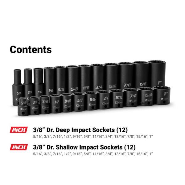 Capri Tools 3/8 in. Drive SAE 12-Point Shallow and Deep Impact