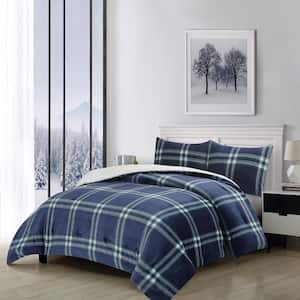 Premium Cold Weather Reversible Pinted Flannel Plush and Sherpa Down-Alternative 3-Piece Comforter Set