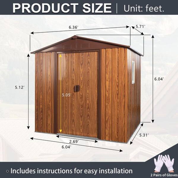 IMAGACFUN Outdoor Storage Shed 6 ft. W x 6 ft. D Metal Shed with