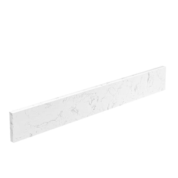 Cala 30 in. W Cultured Marble Vanity Backsplash Bathroom Countertop Splash Guard in Carrara White