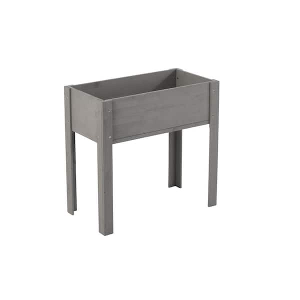 Rowan 31 in. W x 31 in. H Outdoor Patio Rectangular Wood Elevated Raised Garden Planter Box with Legs, Grey