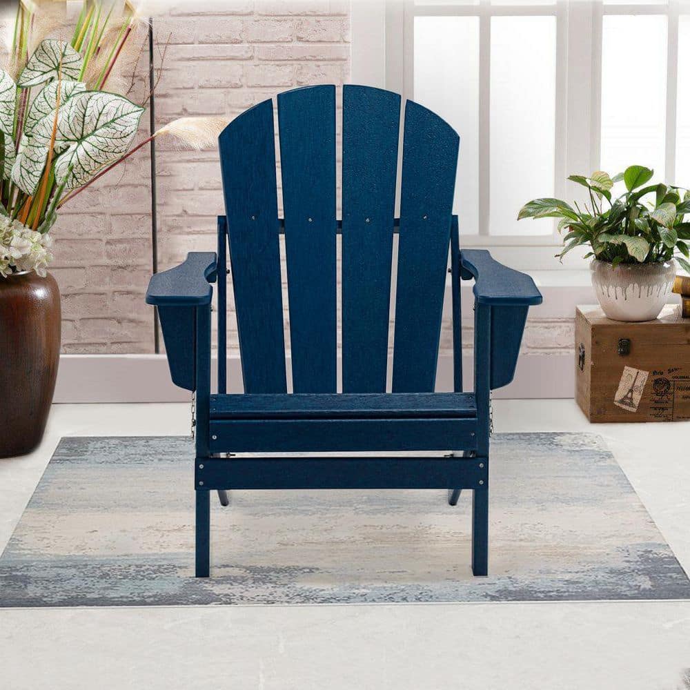 FORCLOVER Navy Blue Reclining Composite Plastic Weather Resistant   Composite Adirondack Chairs Thugfmf03bl 64 1000 