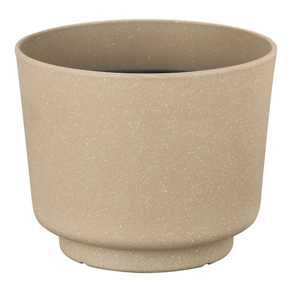 8 in. W x 6.4 in. H Candace Sand Pedestal Resin Decorative Pot with Drainage Holes