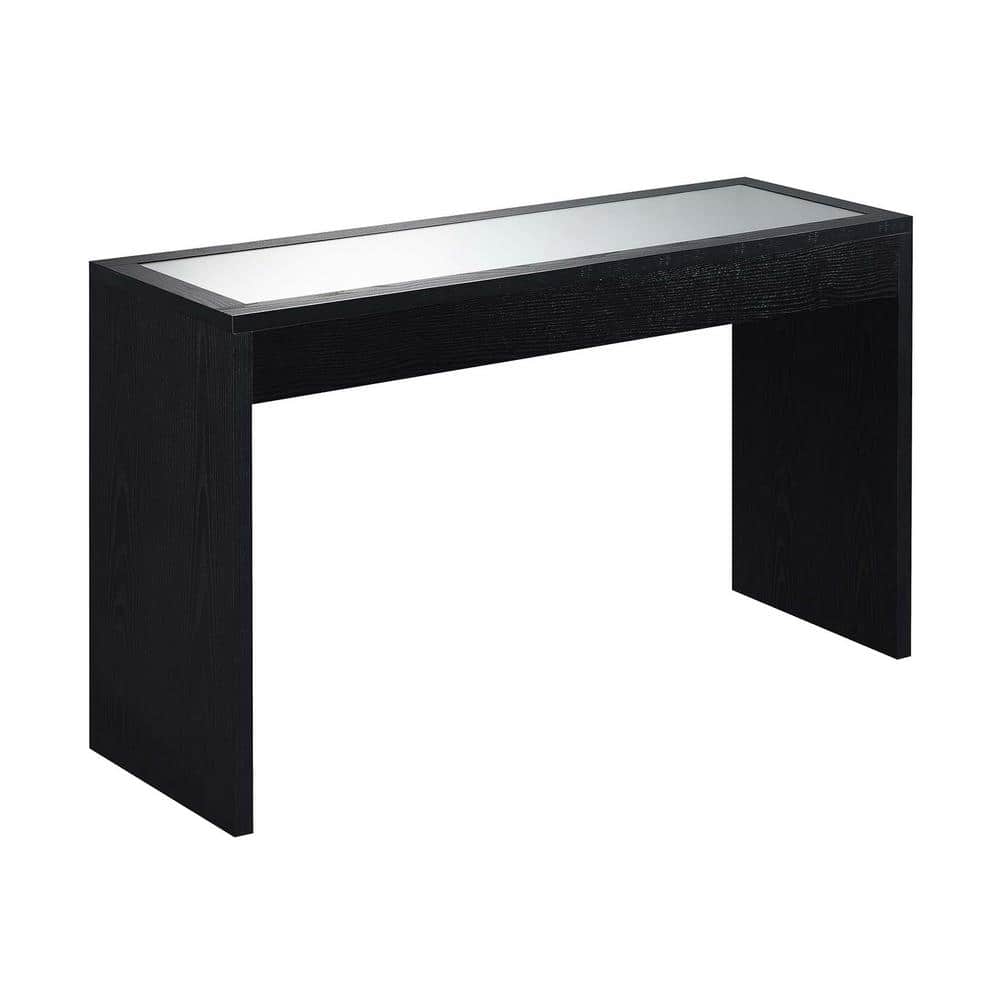 Elegant Northfield Black Mirrored 48'' Console Table with Glass Inlay