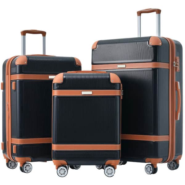 Tatahance 3-Piece Black ABS Hardside Lightweight Luggage Set with Spinner Wheels and TSA Lock (20/24/28 in. )