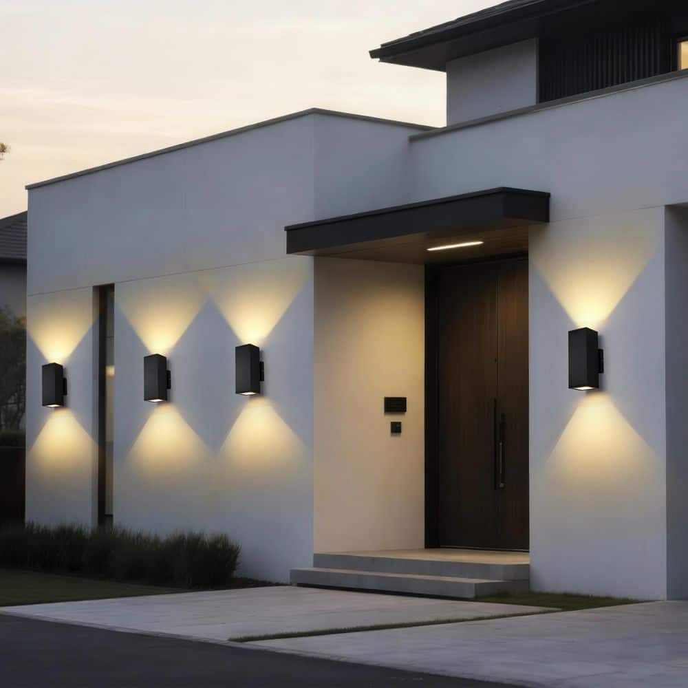 Matte Black Aluminum Hardwired Rectangle Up and Down Outdoor Wall Sconce Dimmable with Integrated LED (2-Pack) price history on PriceWatchPro