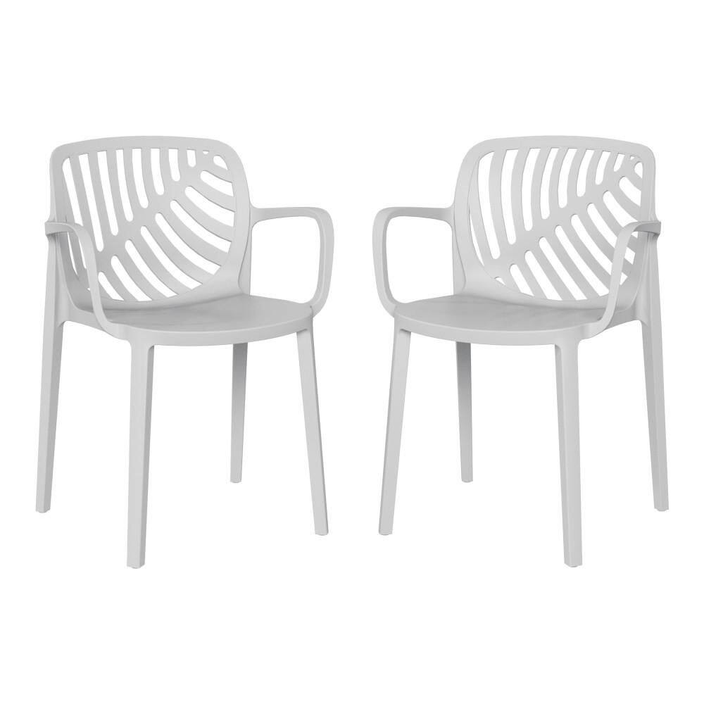 Frond&Form Modern Outdoor Patio Poly Plastic Stacking Dining Armchair (Set of 2) in Gray price history on PriceWatchPro
