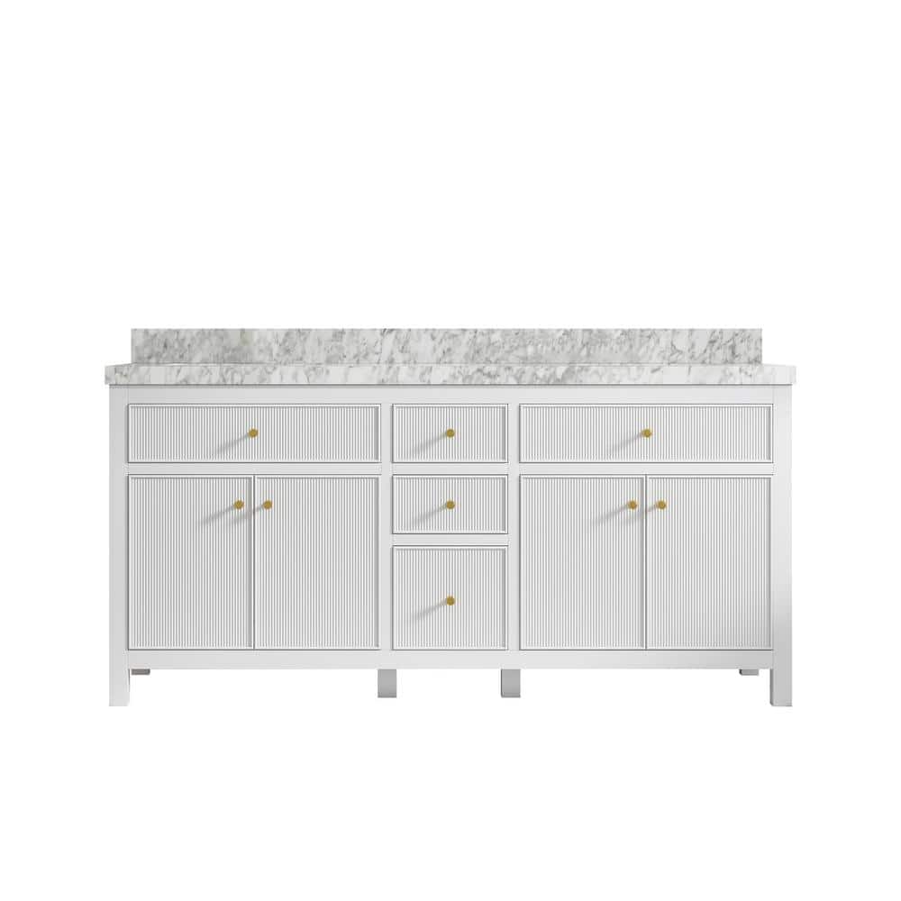"Sonoma 72 in. W x 22 in. D x 36 in. H Double Sink Bath Vanity in White with 2"" Carrara Marble Top" price history on PriceWatchPro