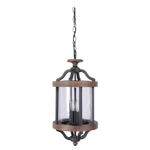 Ashwood 23.13 in. 1 Light Textured Black/Whiskey Finish Dimmable Outdoor Pendant Light w/Clear Glass No Bulb Included