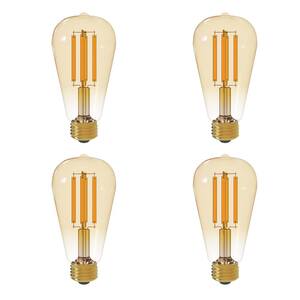 60-Watt Equivalent ST19 Dimmable LED Vintage Glass Edison Light Bulb Warm white Glow Effect (2200K) (4-Piece)