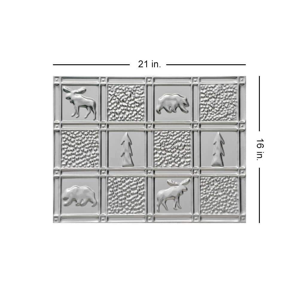 Steel Patterned Tin Plated Wall and Backsplash Tile, 21'' x 16''