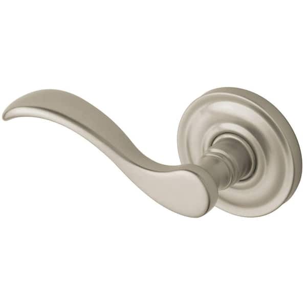 Baldwin Wave Satin Nickel Bed/Bath Lever with Classic Rose-DISCONTINUED