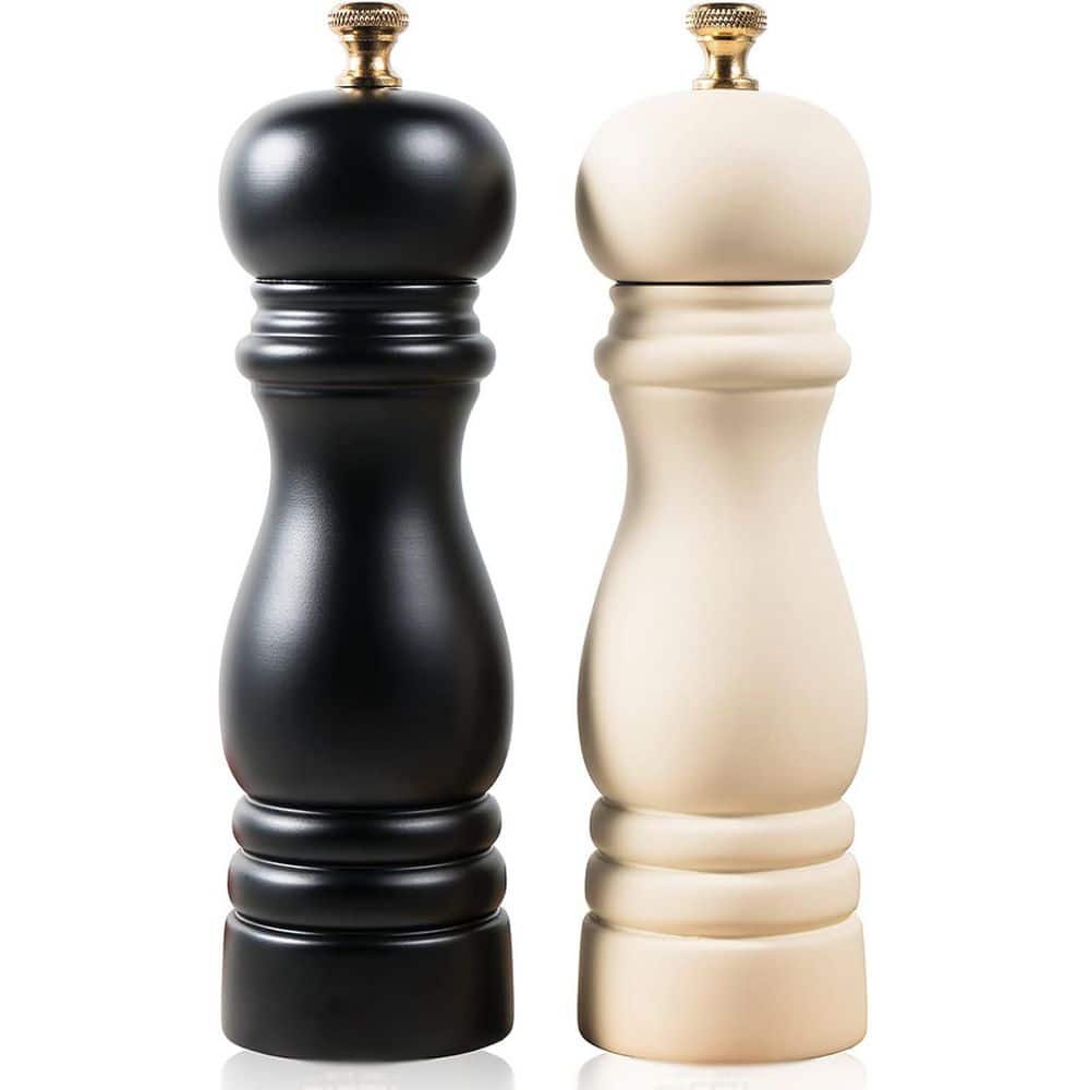 Acacia Wood Salt and Pepper Grinder Set Adjustable Ceramic Rotor Manual Spice Mills Black and White Rustic 2 Piece price history on PriceWatchPro