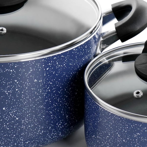 7 Pieces Granite Cookware Set - Ocean Blue & Copper - 24x24 - Blue PANS &  SKILLETS, Granite PANS & SKILLETS