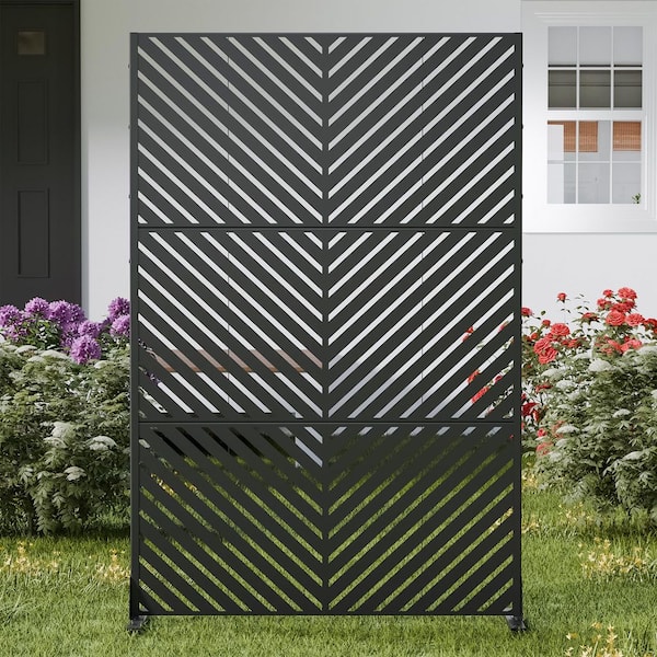 75 in. W x 48 in. H Black Galvanized Sheet Outdoor Privacy Screen