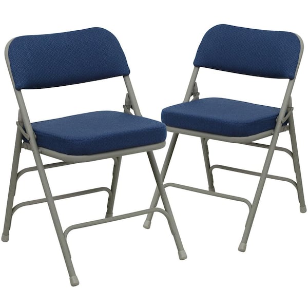 Carnegy Avenue Navy Fabric/Gray Frame Metal Folding Chair (2-Pack) CGA ...