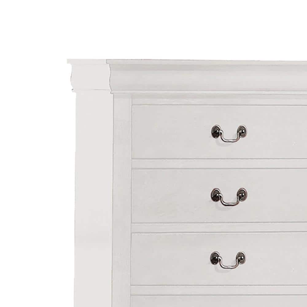 White 5-Drawer Chest with Brushed Nickel Hardware
