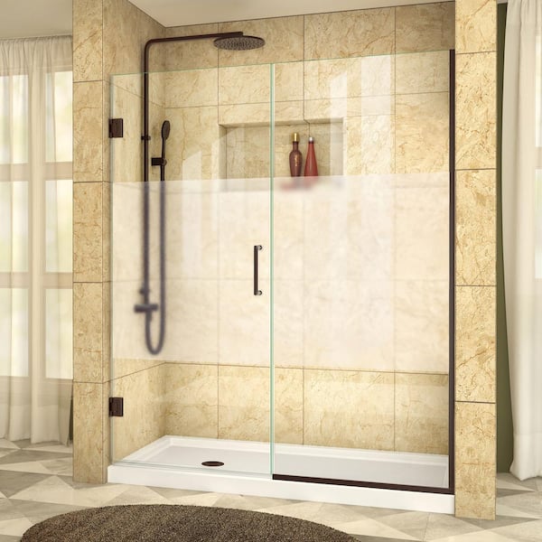 DreamLine Unidoor Plus 60 to 60-1/2 x 72 Frameless Pivot Shower Door with Frosted Glass in Oil Rubbed Bronze