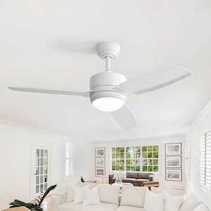 46 in. Indoor/Outdoor White Ceiling Fan Light with 3-Color Dimmable LED, Remote Control, 6-Speed DC Motor and Light Kit