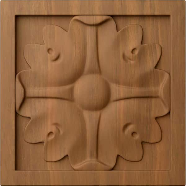 Ekena Millwork 3/4 in. x 3-1/2 in. x 3-1/2 in. Unfinished Wood Cherry Medium Edinburgh Rosette