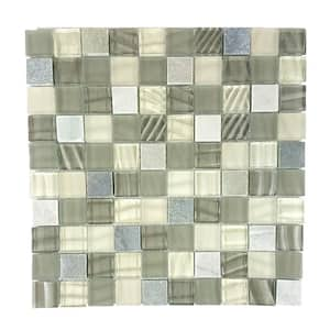 New Era Shell Gray 12 in. x 12 in. Square Glass & Stone Mosaic Wall Pool & Floor Tile (11.99 Sq. Ft./Case)