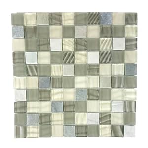 New Era Shell Gray Square Mosaic 1 in. x 1 in. Glass & Stone Wall Pool & Floor Tile (11.99 Sq. Ft./Case)