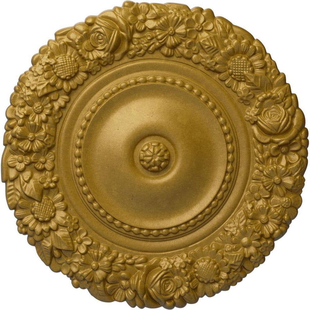 Ekena Millwork 21 in. x 2 in. Marseille Urethane Ceiling Medallion (Fits  Canopies upto 7-3/8 in.), Pharaohs Gold CM21MAPGS - The Home Depot