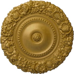 21 in. x 2 in. Marseille Urethane Ceiling Medallion (Fits Canopies upto 7-3/8 in.), Pharaohs Gold