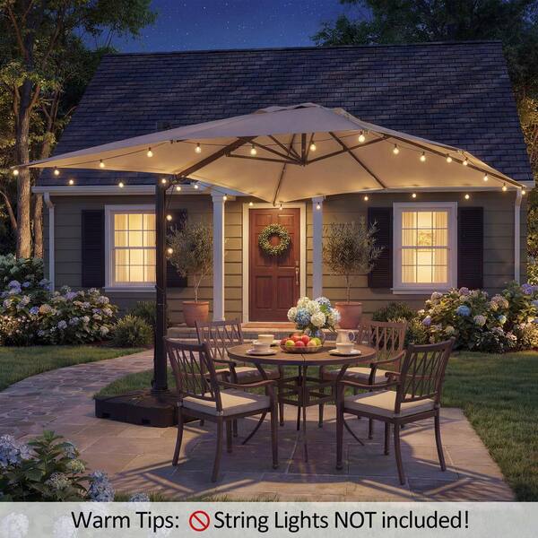 10 x 13 patio umbrella ABCCANOPY 10x13 Cantilever Double Top with 360 Rotatio Warmly Note AKZ PLUS 10' x 13'