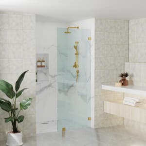 Nirvana 30 in. W x 76 in. H Frameless Fixed Panel Shower Door in Brushed Gold without Handle 3/8 in. Clear Glass (10mm)