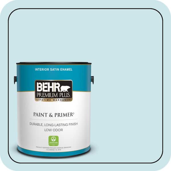 BEHR PREMIUM PLUS 1 gal. #530C-2 Clear Water Satin Enamel Low Odor Interior Paint & Primer