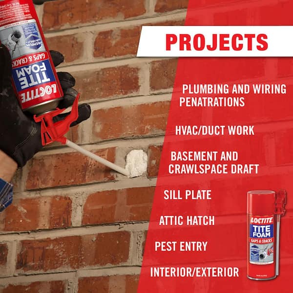 Loctite - TITE FOAM Gaps and Cracks Spray Foam, Bright White, 12 oz. Can, Insulating Spray Foam Sealant