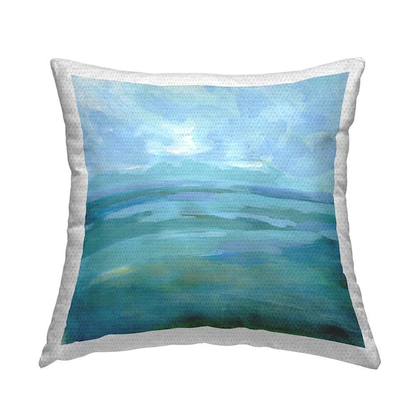 Vast Cloudy Sea Waves Blue Square Outdoor Throw Pillow